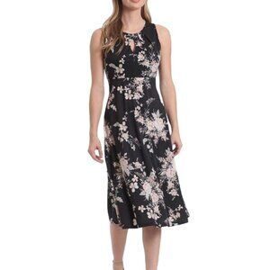 London Times Women's Black Empire Waist Fit & Flare Midi Dress Size US  10